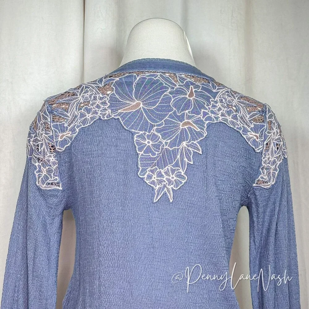 Free People Easy Breezy Henley Top Just Dusk Combo